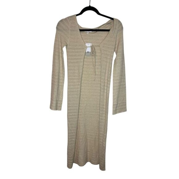 NWT BP. BEIGE CROCHET KNIT LONG SLEEVE CARDIGAN BOHO COVERUP WOMENS SIZE XS - Picture 2 of 8